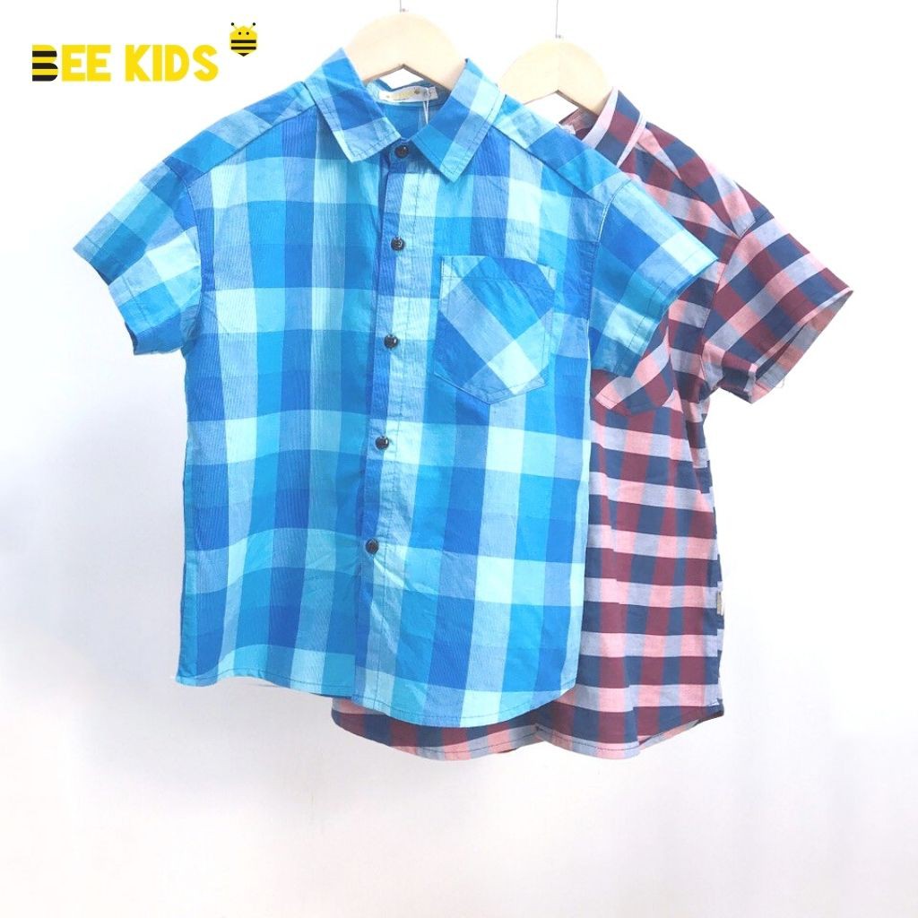 Áo Sơ Mi Bé Trai (2-12 Tuổi) Bee Kids Kẻ Caro Thiết Kế Túi Trước Ngực - 8AC01635CT