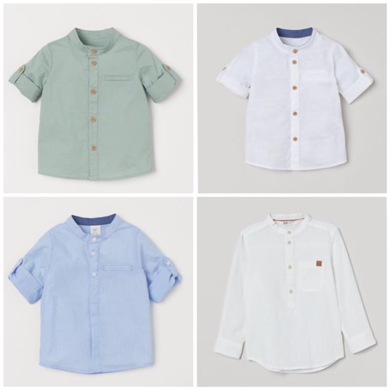Áo sơmi thô cotton mềm k nhăn cho bé trai vợt sale