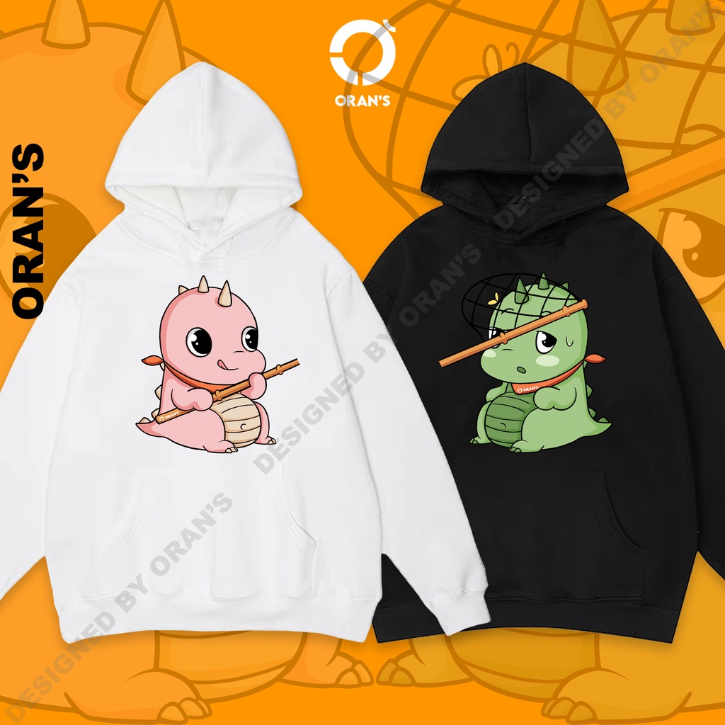 Áo Hoodie đôi in hình khủng long dễ thương 4 màu chất nỉ cotton lót bông cao cấp form rộng unisex - ORAN'S HOODIE COUPLE