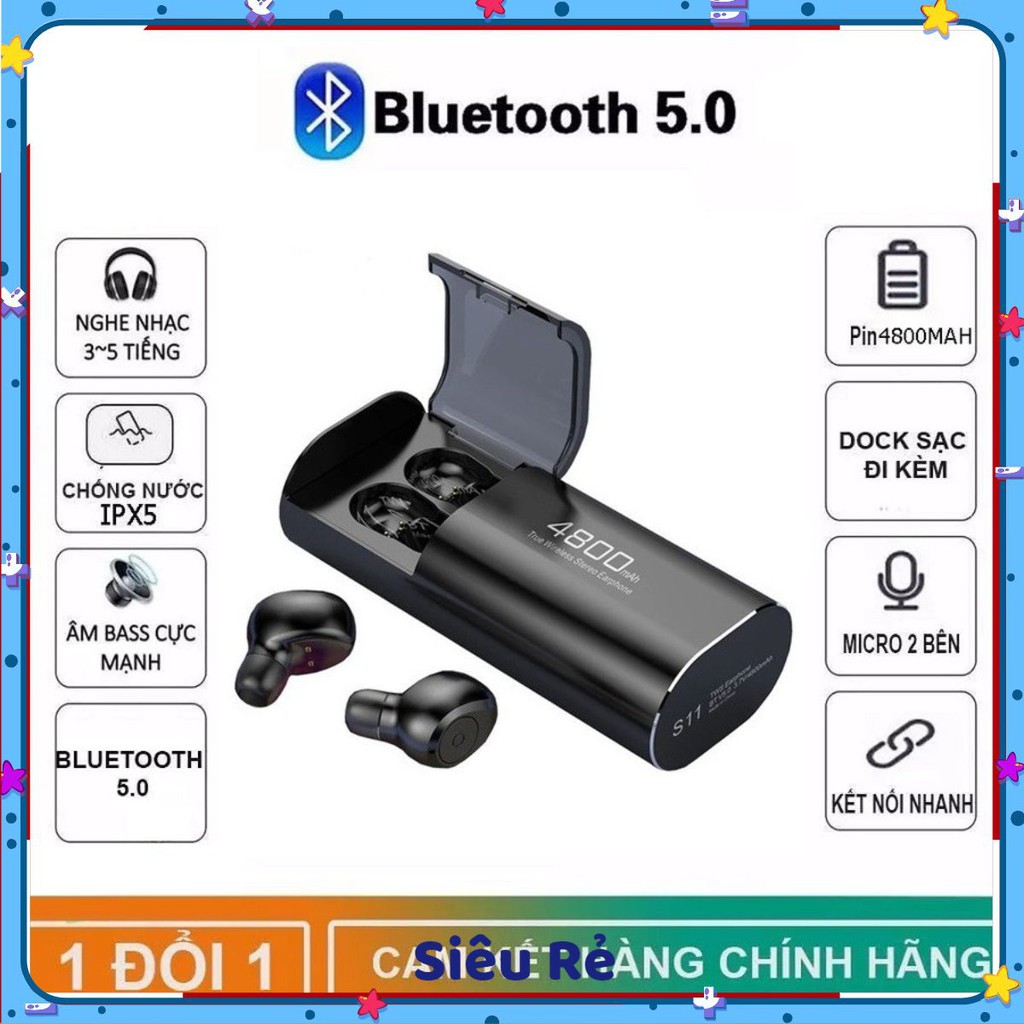 Tai nghe Bluetooth Không Dây Nhét Tai Kiêm Sạc Dự Phòng Amoi S11 TWS Nâng Cấp Hơn i7, i9, i12, F9, F9 Pro ZD.Shop.26