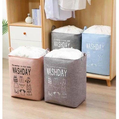 GIỎ VẢI ĐỰNG ĐỒ QUẦN ÁO, CHĂN MÀN WASHDAY CÓ DÂY RÚT VÀ QUAI XÁCh