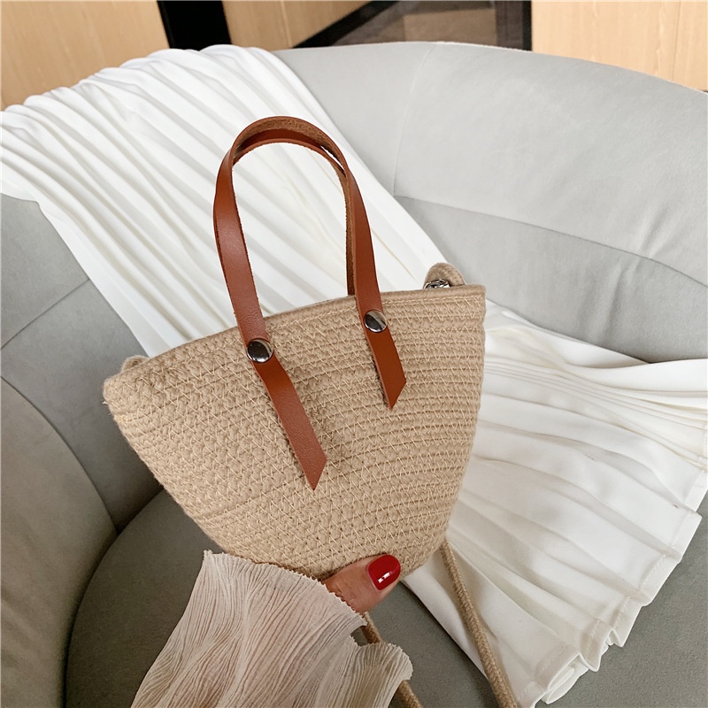 Túi Đeo Vai Đan Sợi Kiểu Pháp Cổ Điển Thời Trang Đi Biển Cho Nữ