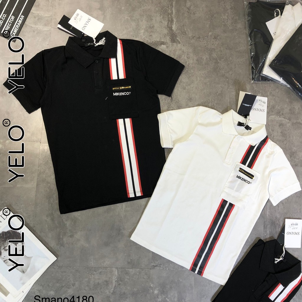 Áo Polo Nam, Áo Thun Cổ Bẻ Kẻ Sọc Phối Túi Thời Trang Sang Trọng Chất Liệu Thun Cá Sấu Cao Cấp YELO- AC105