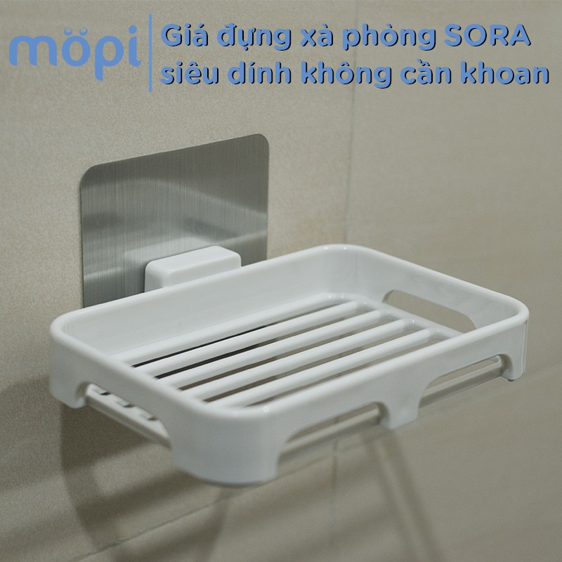 Giá Đựng Xà Phòng SORA - Siêu Chắc Chắn, Tiện Dụng, Dễ Lắp Đặt Với Móc Dán Siêu Dính