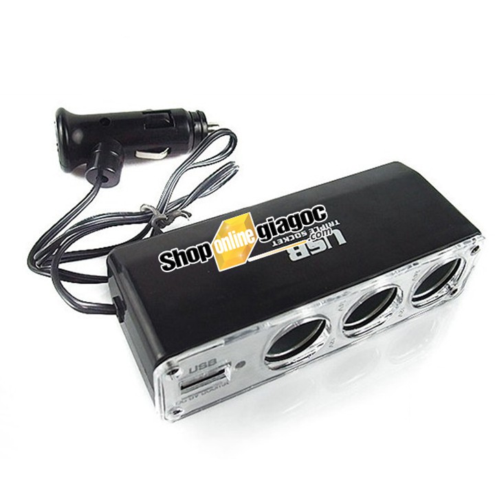 Bộ Chia 3 Tẩu 12V 1 Cổng Sạc USB SPW01