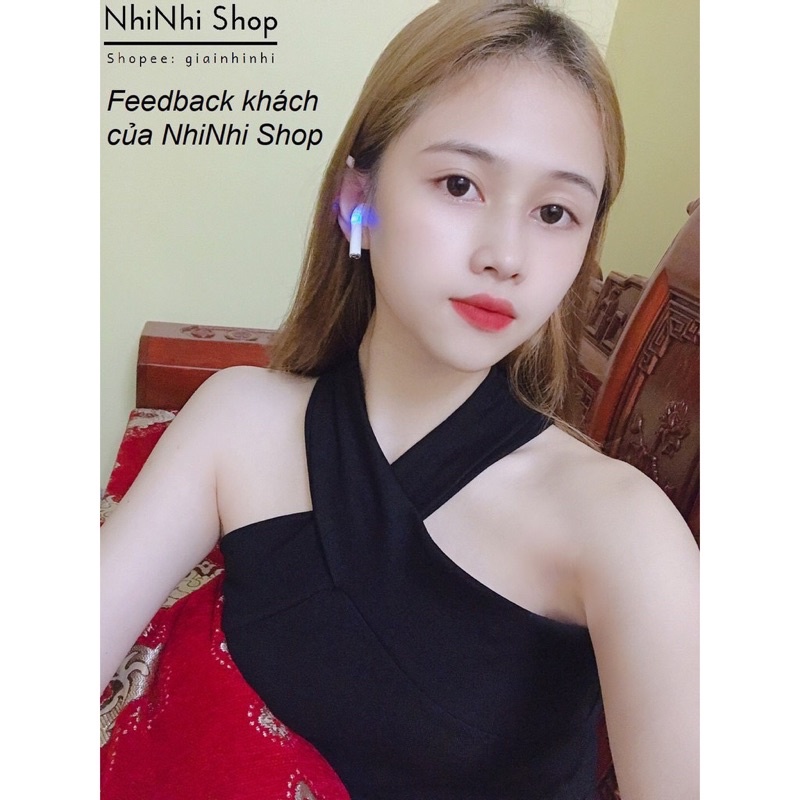 Áo Yếm Cổ Chéo 2 Màu Trắng - Đen