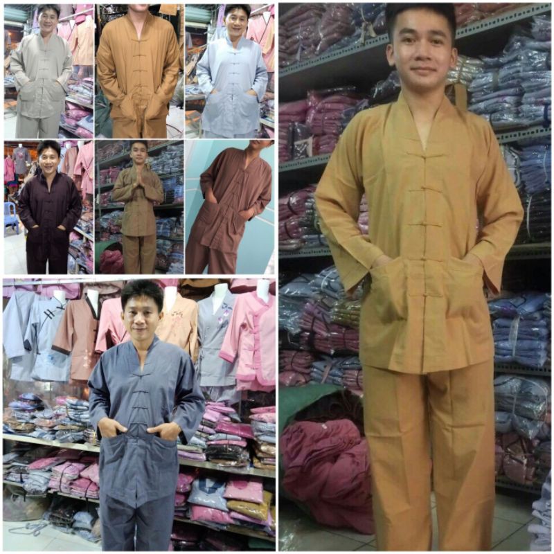 (LA HÁN NAM Size từ 7-80kg) ĐỒ LAM ĐI CHÙA , TRANG PHỤC PHẬT TỬ BỘ ĐỒ LAM ĐI CHÙA NAM MẪU Nam KATÊ