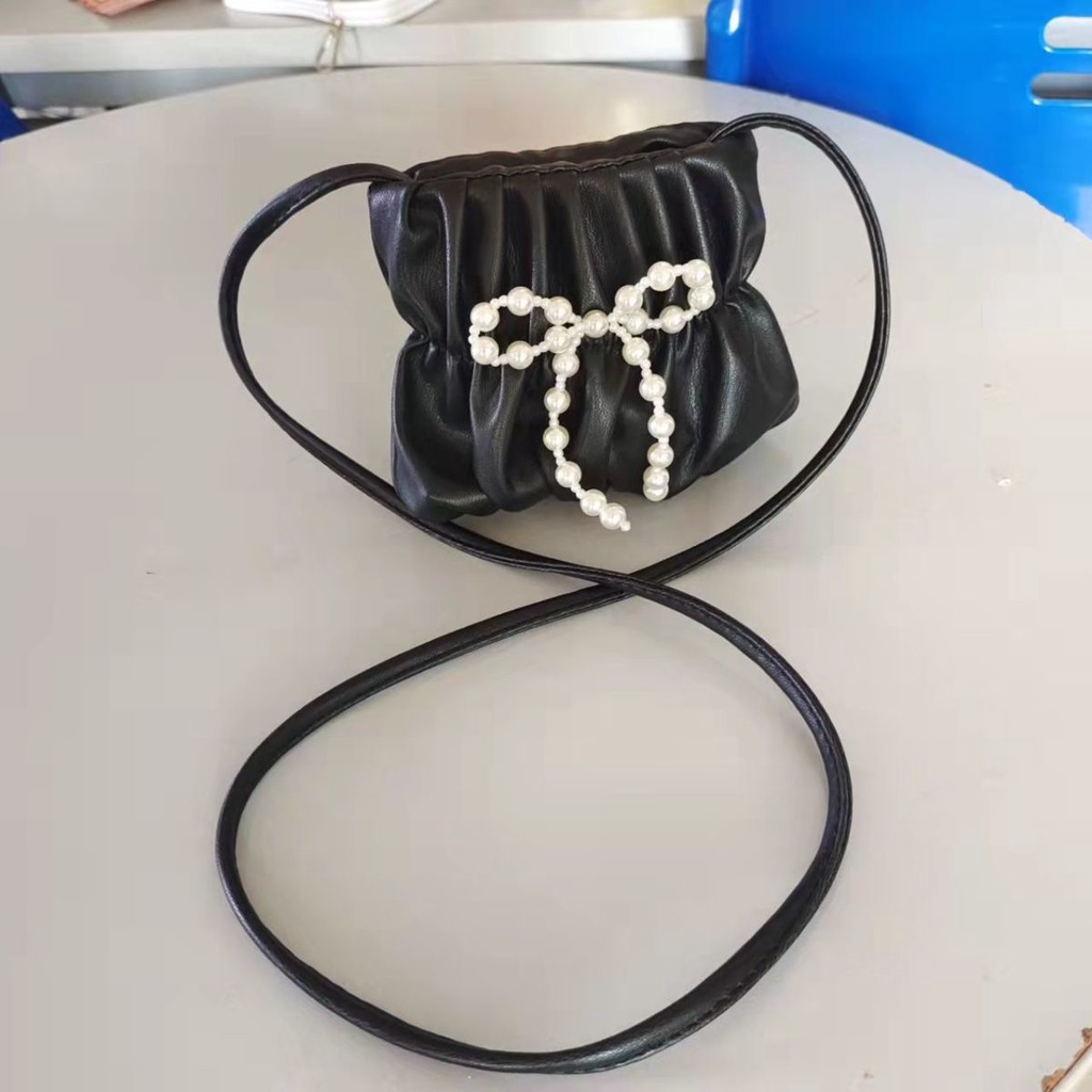 Túi Đeo Chéo Một Bên Vai Đính Nơ Ngọc Trai Nhỏ Nhắn Phong Cách Thời Trang Mới Chất Lượng Cao Cho Nữ