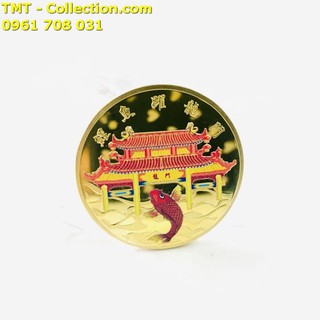 Xu Cá Chép Vượt Vũ Môn In Màu; Đường kính của đồng xu là 4cm - SP005190