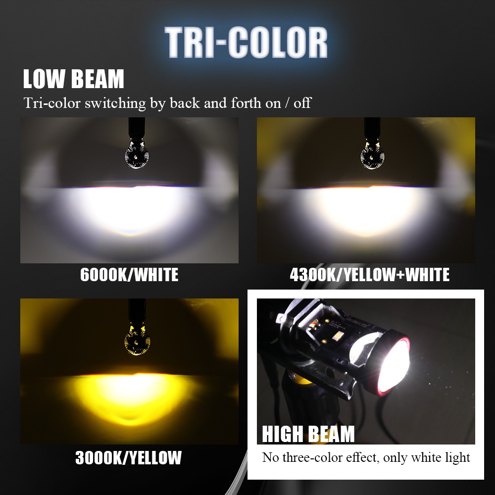 Đèn Pha LED H4 Mini 3000K 4300K 6000K Ánh Sáng Cao / Thấp Không Có Radio 3 Màu Phích Cắm Và Sử Dụng Điện Cho Xe Hơi