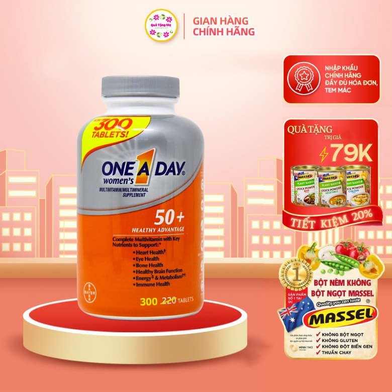 Viên uống bổ sung vitamin tổng hợp cho nữ trên 50 tuổi One A Day Women's Multivitamin 50plus 300 viên QT093