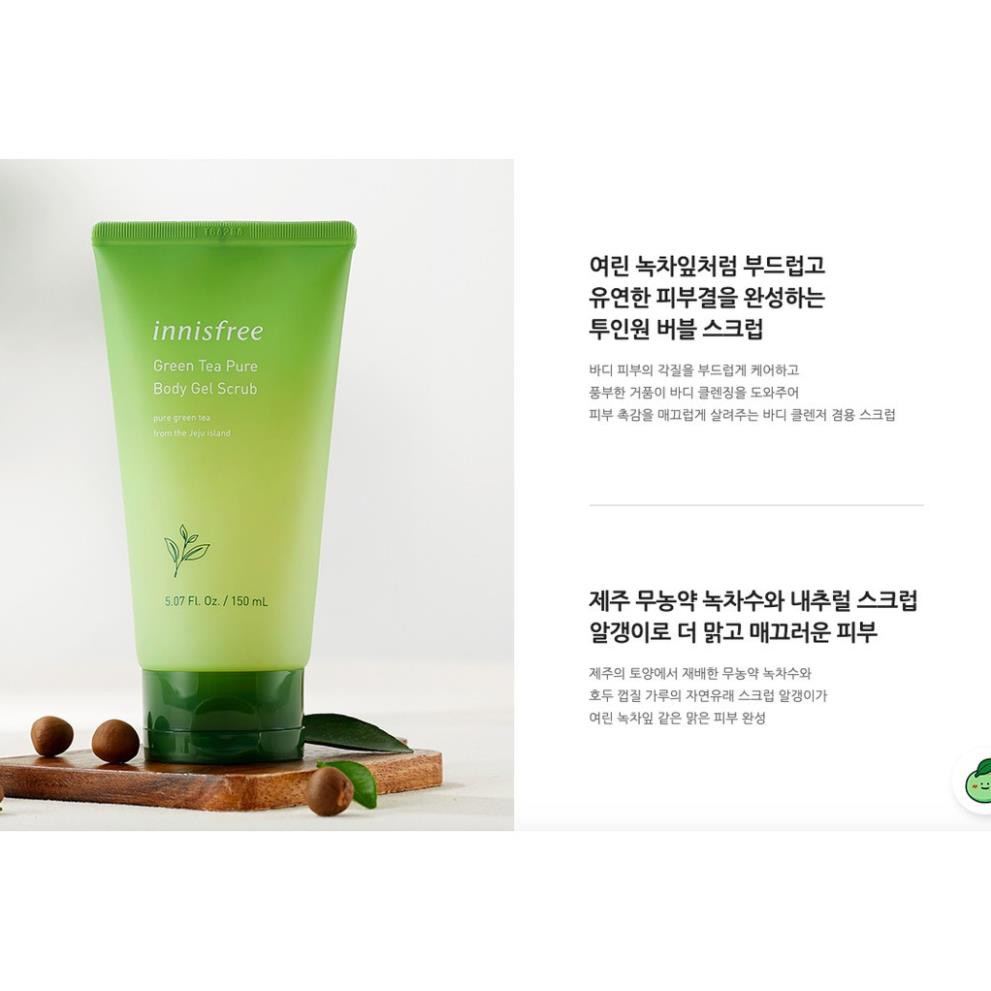 [CHUẨN AUTH] [CÓ BILL HÀN] Tẩy Tế Bào Chết Toàn Thân Innisfree Green Tea Pure Body Gel Scrub 150ml .