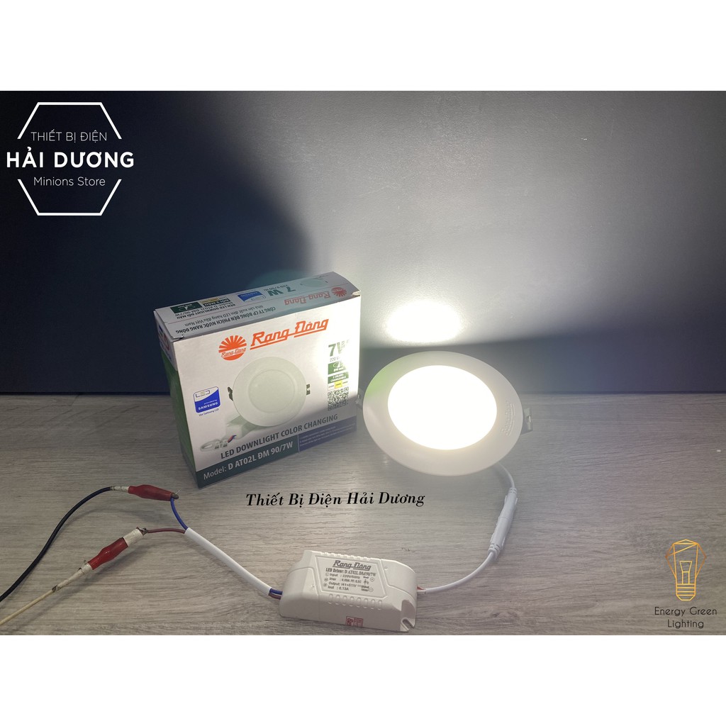 Bộ 3 Đèn LED Downlight Âm Trần Đổi Màu Rạng Đông D AT02L ĐM 90/7W 3 Chế Độ Sáng Trắng Vàng Trung Tính