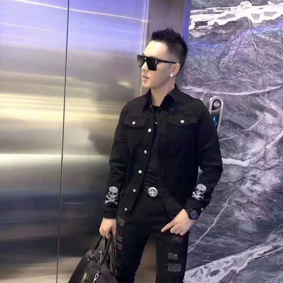 Áo khoác Jean Jacket siêu cấp đính đá Philipp Plein [FREE SHIP]