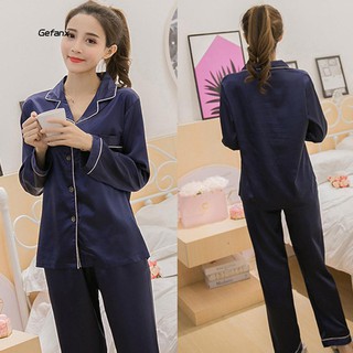Set đồ pijama lụa màu trơn thời trang cho nữ