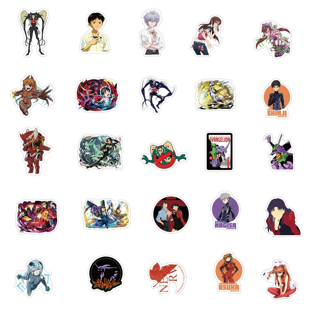 Set 100 miếng sticker dán trang trí hình anime NEON GENESIS EVANGELION