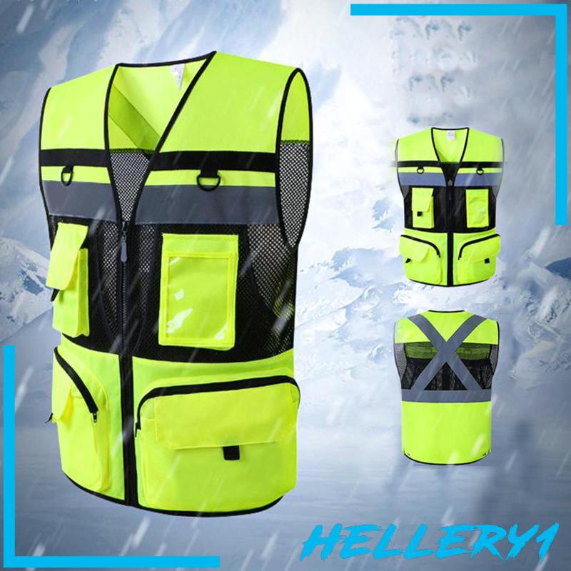 [Hellery1] Áo Vest Phản Quang Có Túi Thoải Mái Để Đậu Xe