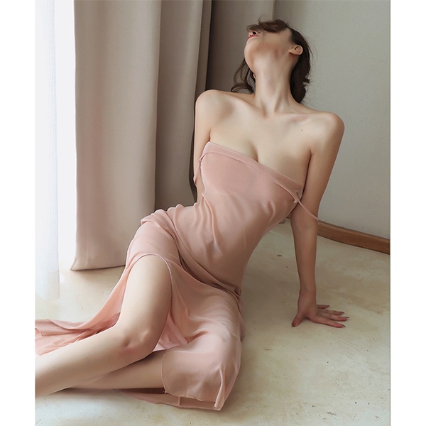Đầm ngủ maxi ren xuyên thấu sexy váy ngủ nữ dài gợi cảm 2 dây đen nude BIKI HOUSE N137 - TPHCM