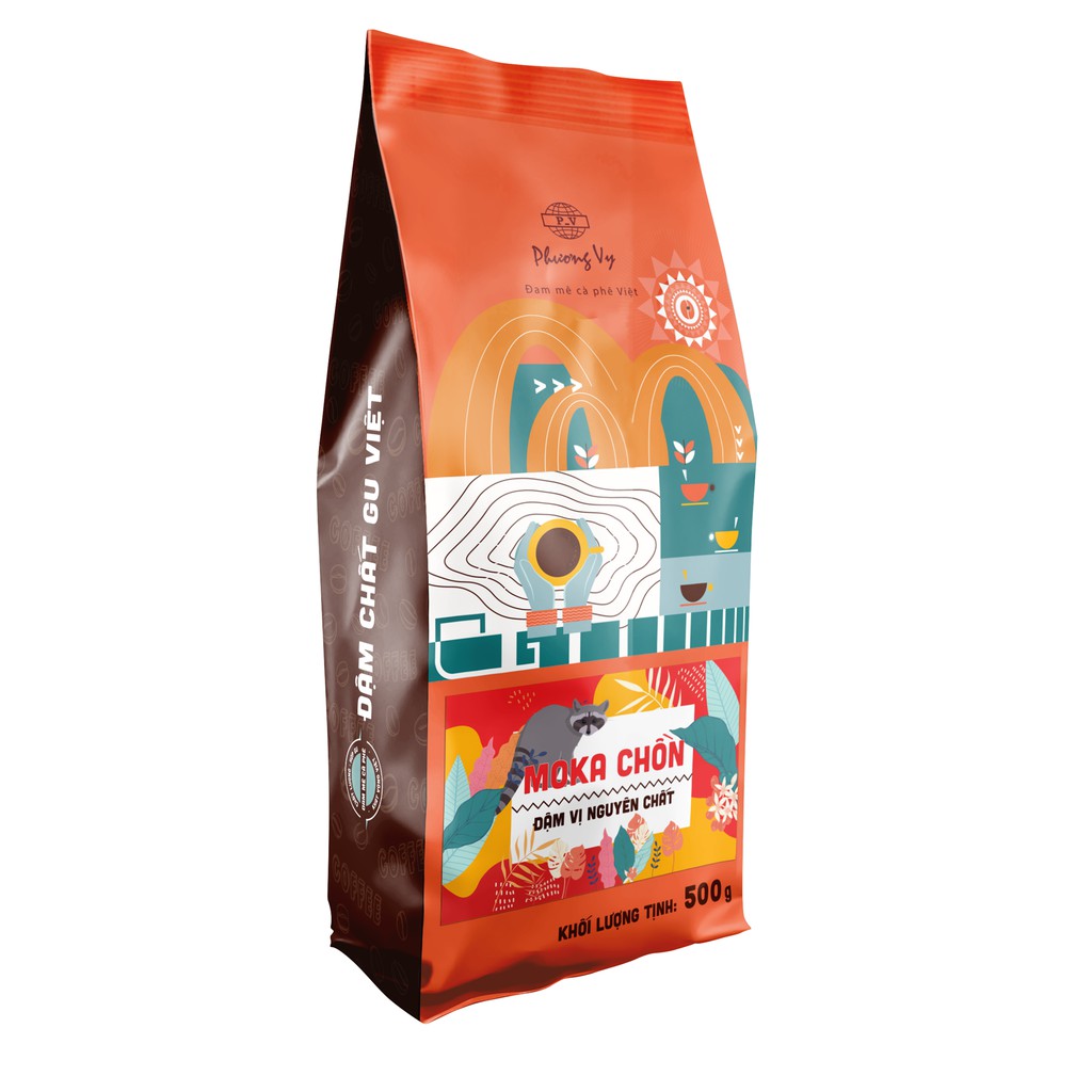 Cà phê rang xay nguyên chất - Moka Chồn - 500g - Phương Vy Coffee