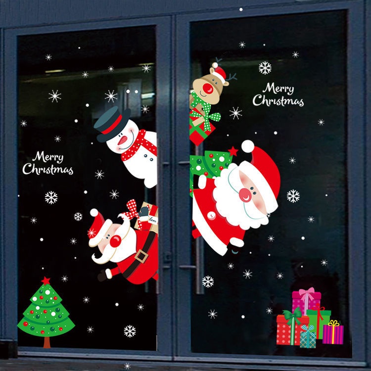 Miếng dán trang trí cửa kính họa tiết ông già Noel dễ thương | BigBuy360 - bigbuy360.vn