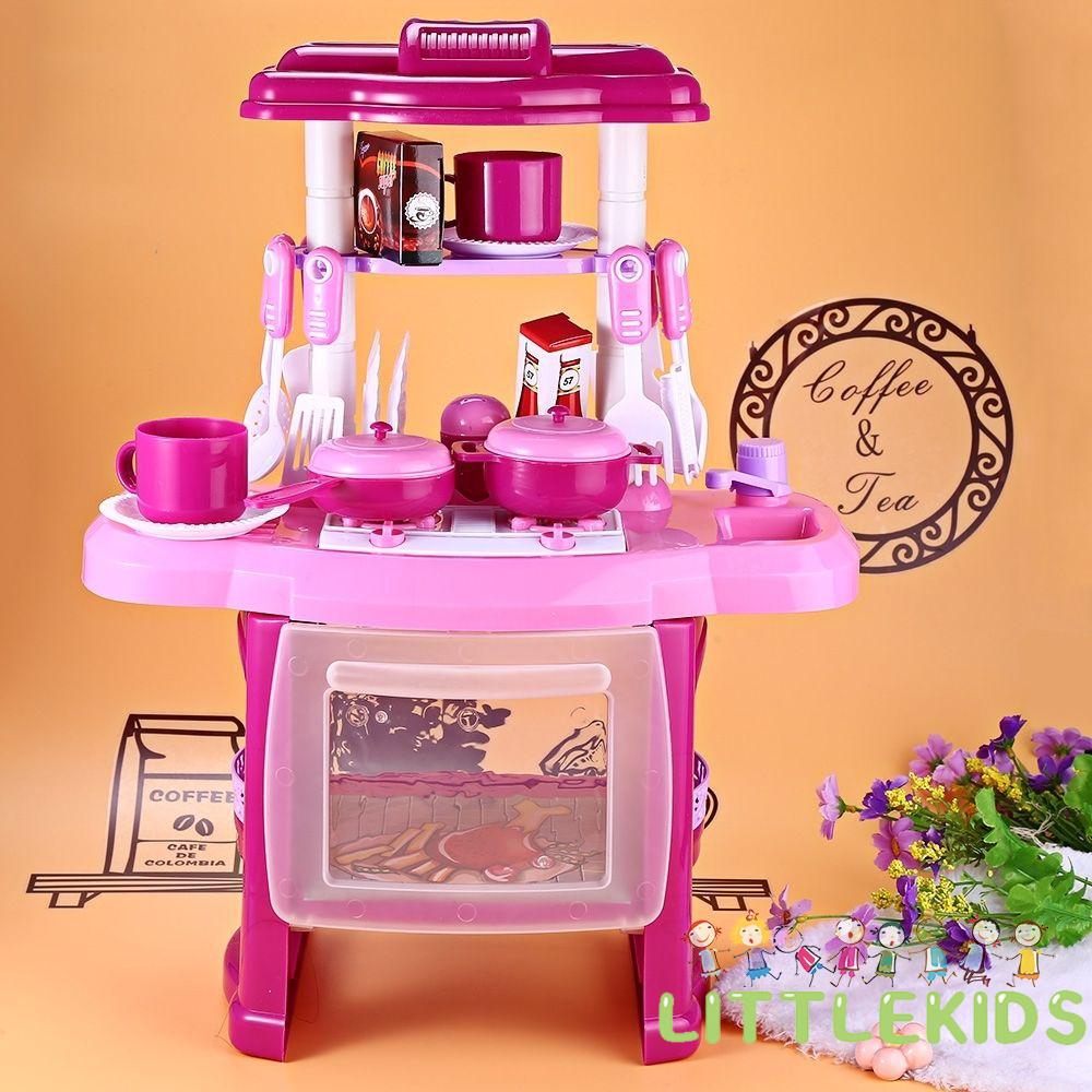 ♕-Funny and Cute Kids Kitchen Cooking Girls Toy Cooker Play Set Gift