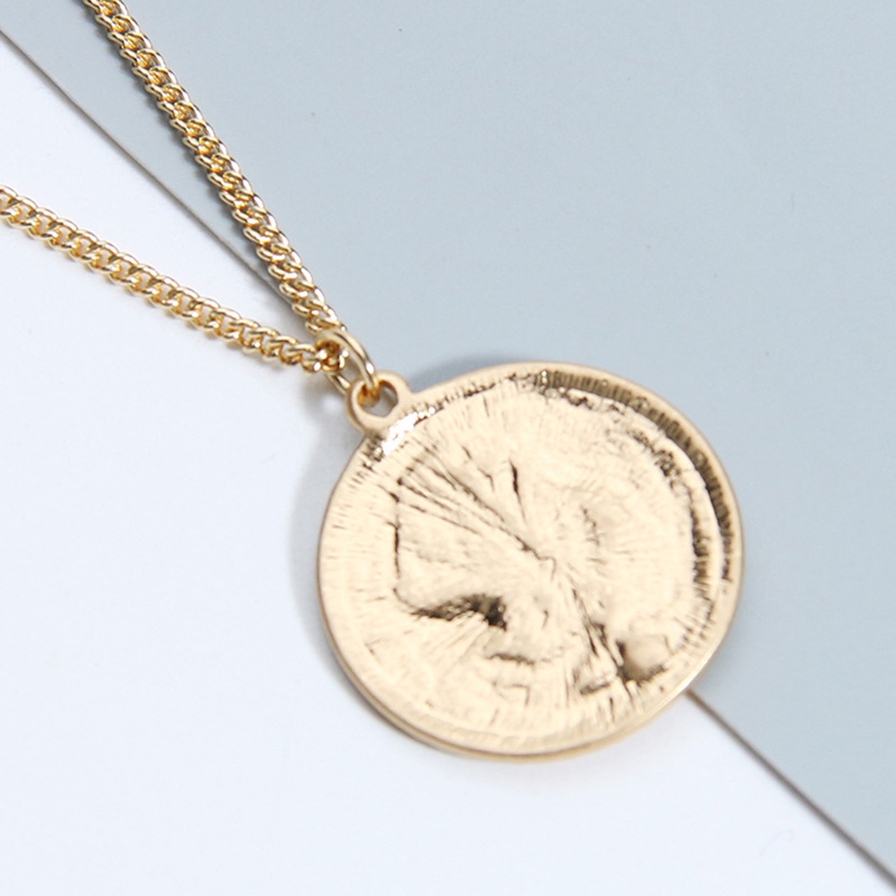 Dây chuyền mặt tròn khắc hình hoa hồng thời trang cổ điển