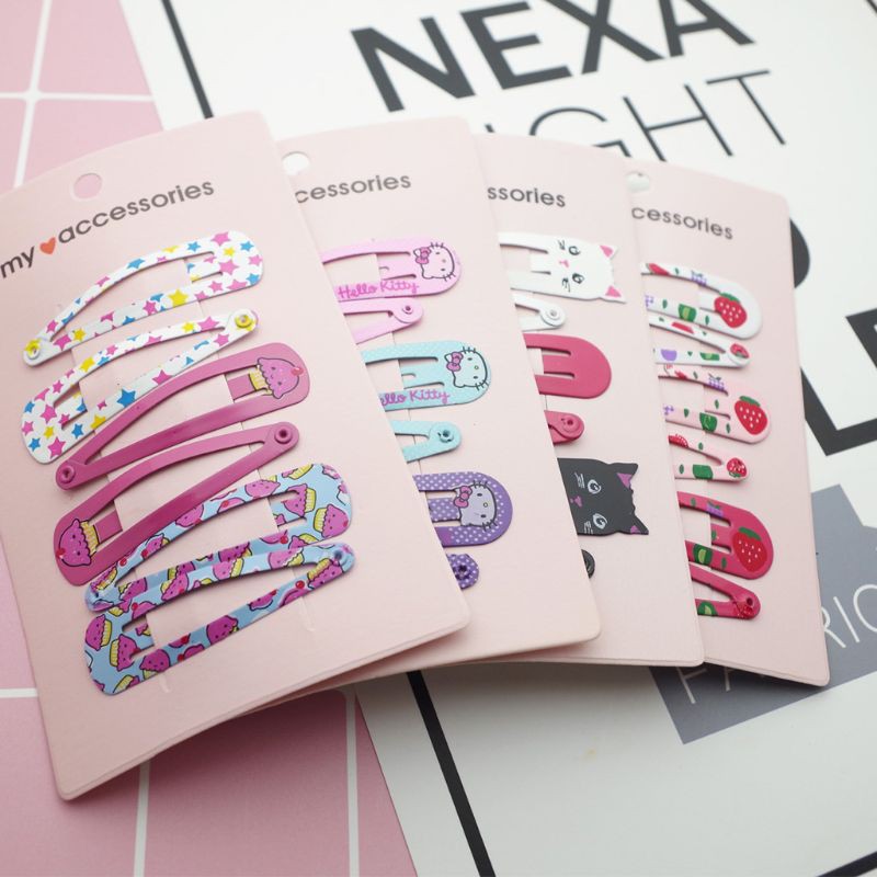 Bộ kẹp tóc kim loại họa tiết hoạt hình xinh xắn thời trang cho bé gái
