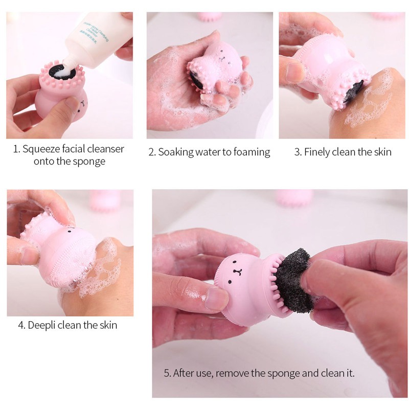 [Mã FMCGMALL - 8% đơn 250K] Dụng cụ rửa mặt CkeyiN thiết kế hình bạch tuộc hoạt hình đáng yêu tiện lợi | BigBuy360 - bigbuy360.vn