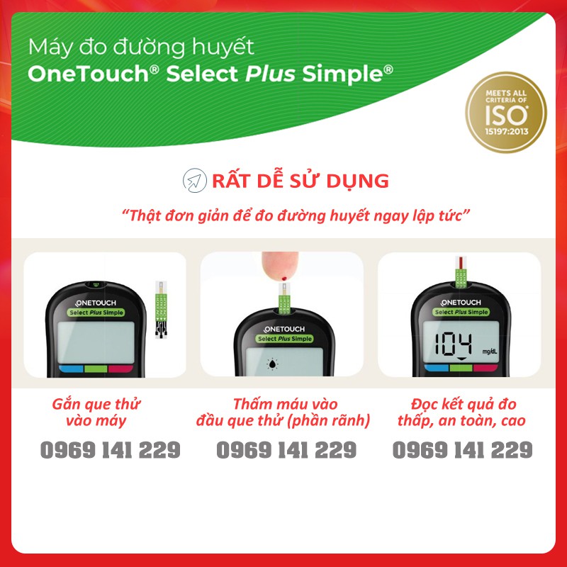 Máy đo đường huyết OneTouch Select Plus Simple, đặc biệt tặng kèm hộp que 25