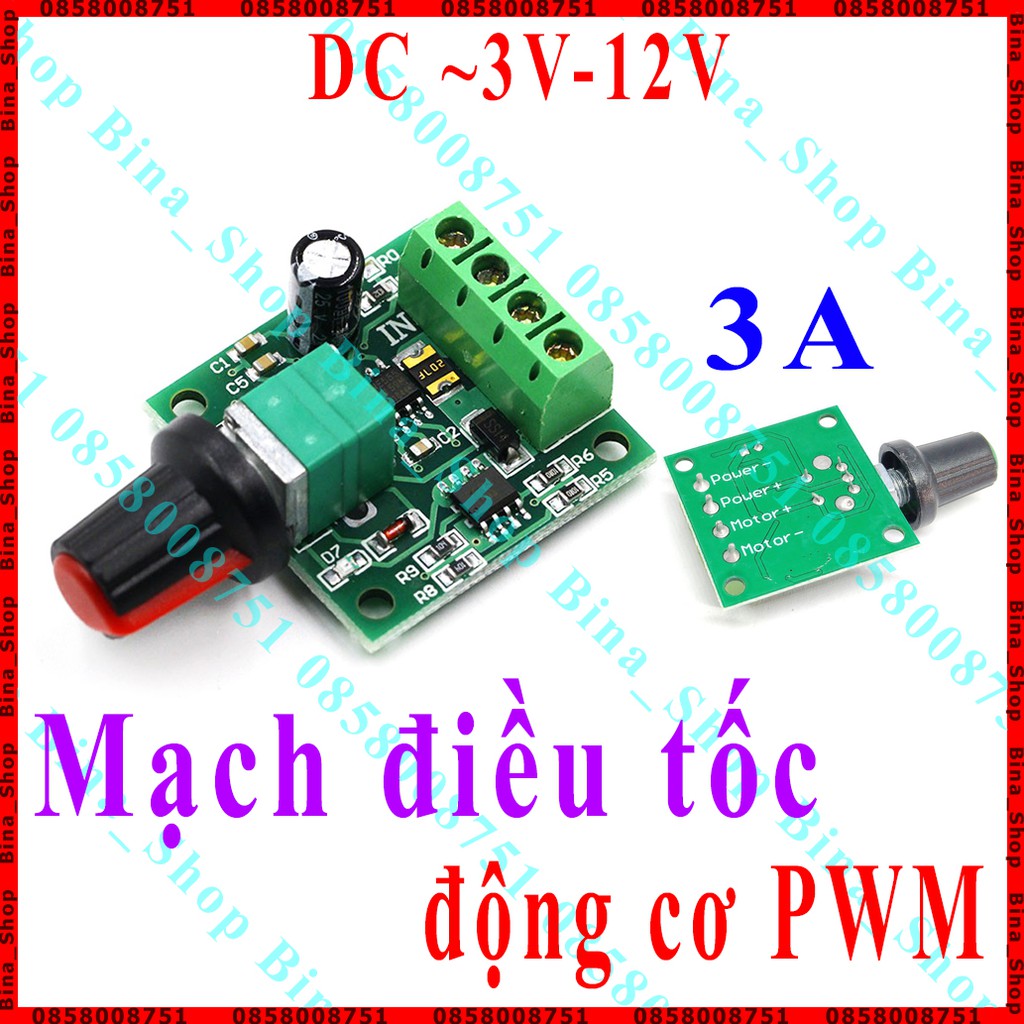 Mạch điều tốc động cơ DC 3V-12V 3A điều khiển PWM Dimmer đèn Led