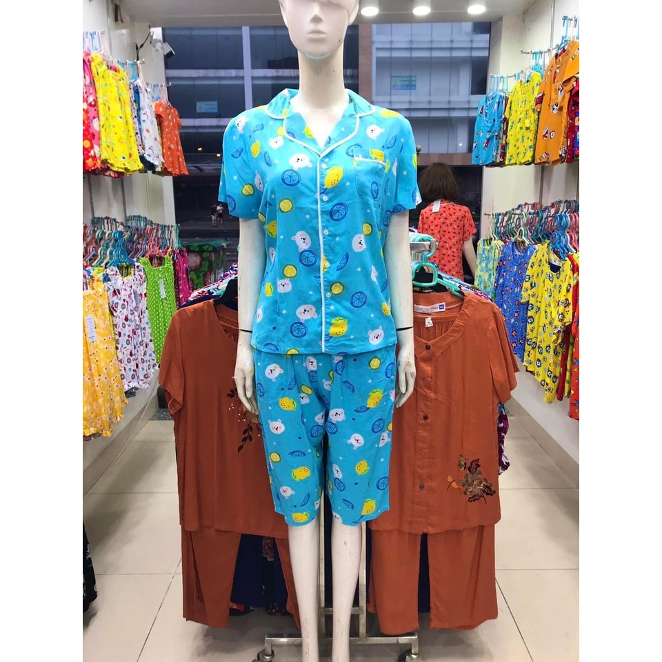 Bộ lanh Pyjama Việt Thắng quần ngố