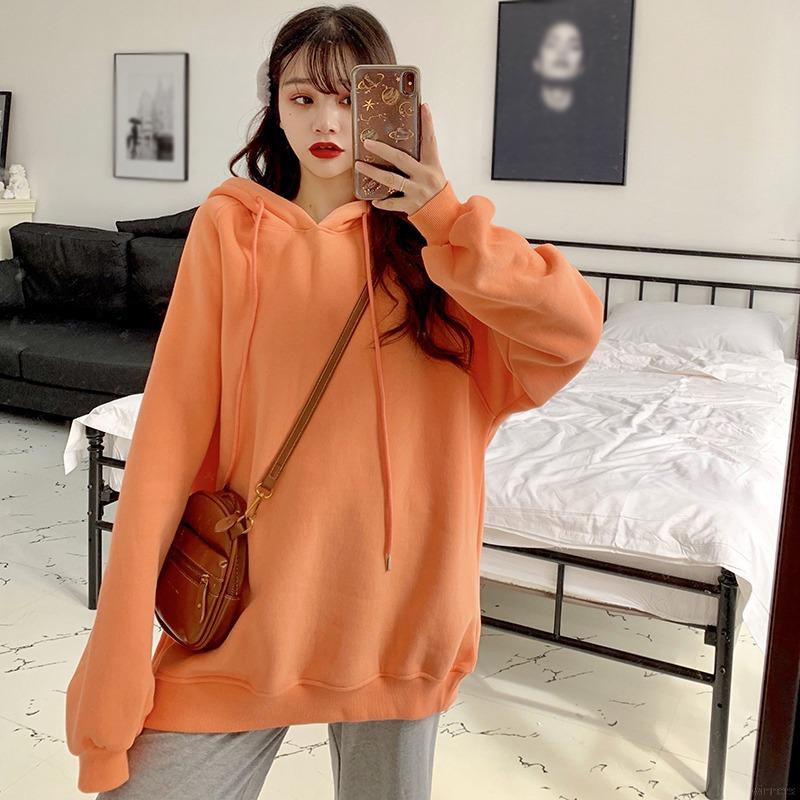 Áo Hoodie Dài Tay Dáng Rộng Màu Sắc Ngọt Ngào Thời Trang Dành Cho Nữ | BigBuy360 - bigbuy360.vn