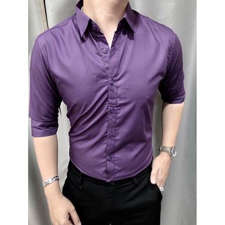 ÁO SƠ MI TÍM (ẢNH THẬT) CỔ BẺ HÀN QUỐC(có Voucher GIẢM GÍA)
