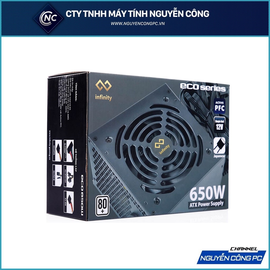 PSU Máy Tính Infinity ECO 650W (80 Plus/Active PFC/Single Rail)