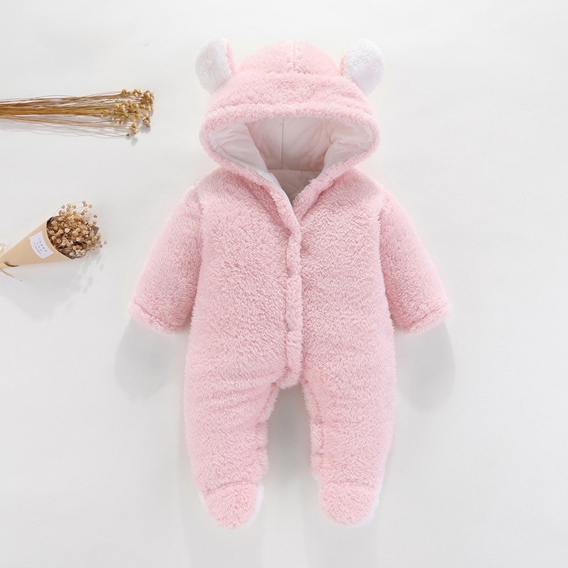 Bộ Áo Liền Quần Có Mũ Trùm Đầu Giữ Ấm Mùa Đông Cho Bé trai ,bé gái