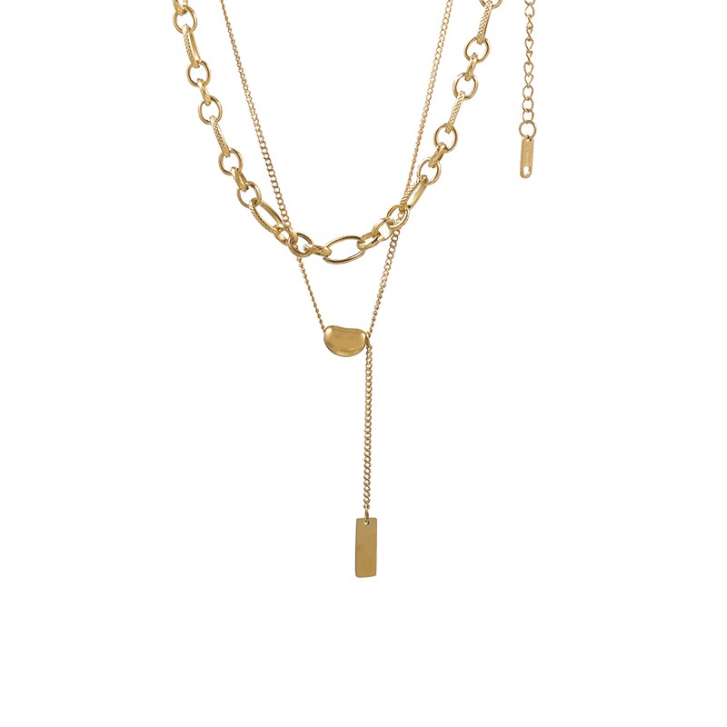 Dây chuyền kim loại hai lớp thời trang đơn giản cổ điển phong cách Hàn Quốc