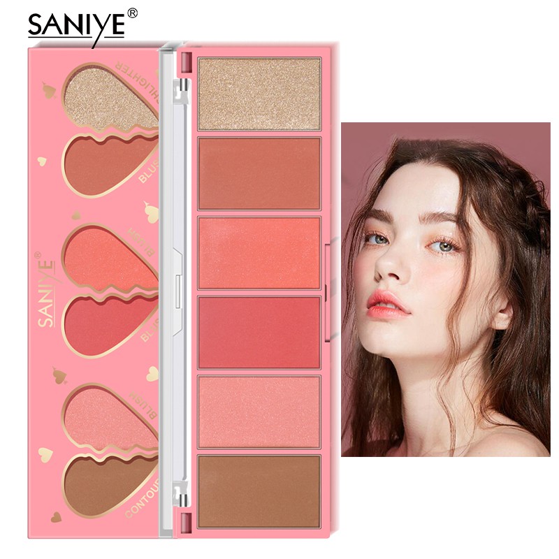 Phấn Má Hồng Saniye 3 Trong 1 Họa Tiết Trái Tim + 4 Phấn Bắt Sáng E0332