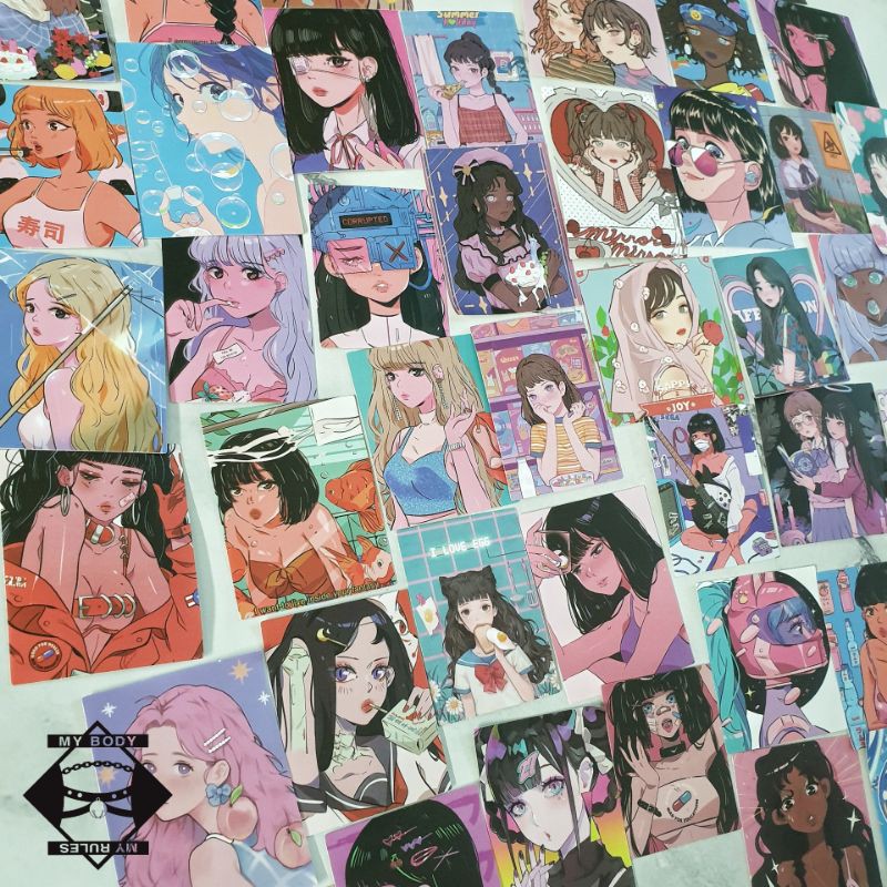 (102) Bộ hình dán/sticker/decal Aesthetic Girls