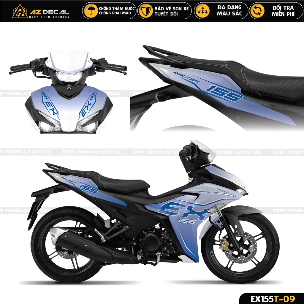 Tem Xe Exciter 155 Gradient Dán Trùm | EX155T-09 | Decal Ex 155 Cao Cấp Chất Liệu Chống Nước, Chống Phai Màu