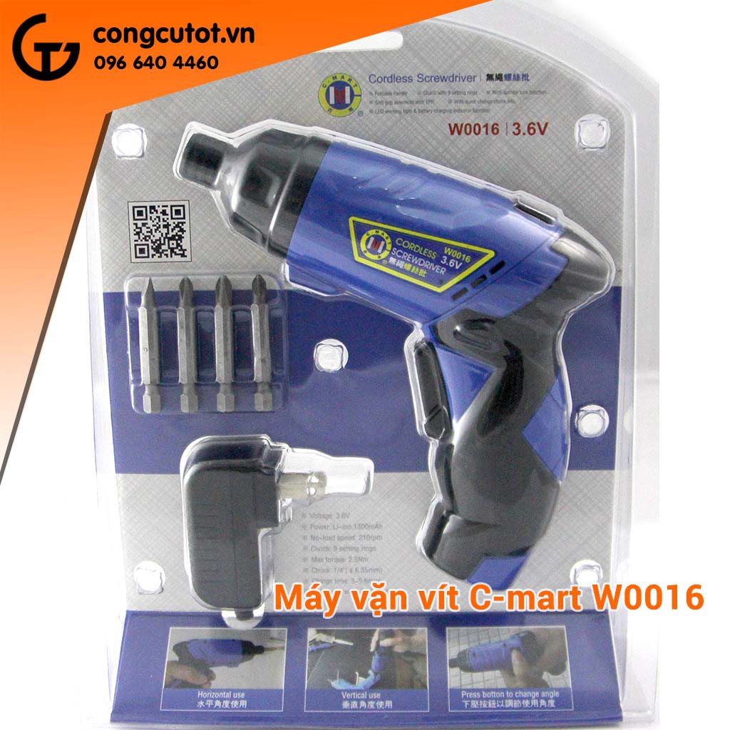 Máy khoan vặn vít, máy bắn vít C-Mart W0016 sạc 3.6v