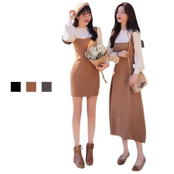 DUNEA Women's New Color Matching Lantern Sleeve Knitted Dress