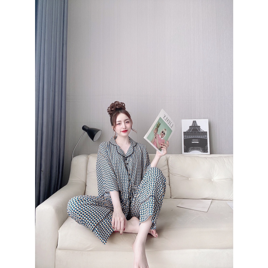 Đồ bộ nữ pijama mặc nhà quần dài, tay lửng cánh dơi chất liệu mango freesize giá rẻ | BigBuy360 - bigbuy360.vn