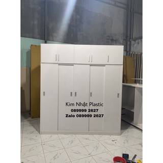 Tủ quần áo 2 tầng dưới lùa trên mở cực đẹp nhựa Đài Loan FREESHIP 200X240X51