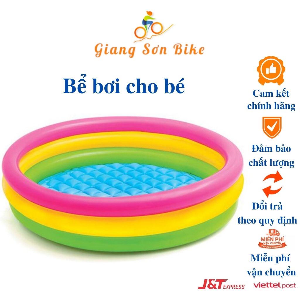 Bể bơi cho bé hình tròn, bể phao bơi 3 tầng siêu bền, giá rẻ- Giang Sơn Bike