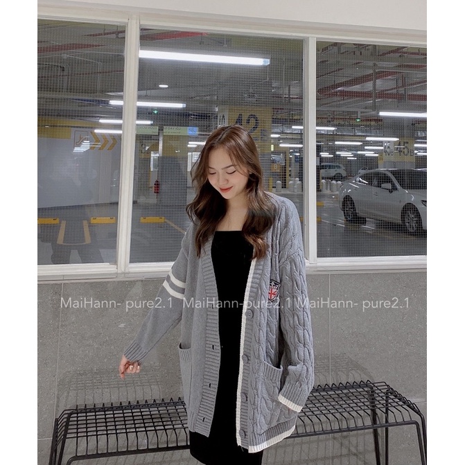 Áo Cadigan len xám viền cài cúc | BigBuy360 - bigbuy360.vn