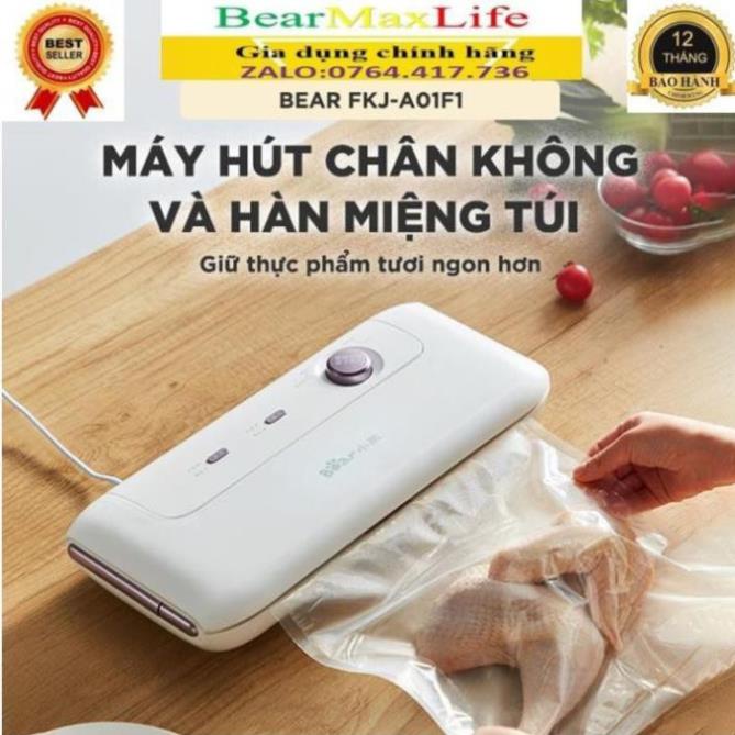 Máy Hút Chân Không Mini Cầm Tay Bear, Máy Hút Chân Không Cao Cấp Gia Đình Bear Model : FKJ-A01F1, Hàn Miệng Túi_BH 1 Năm