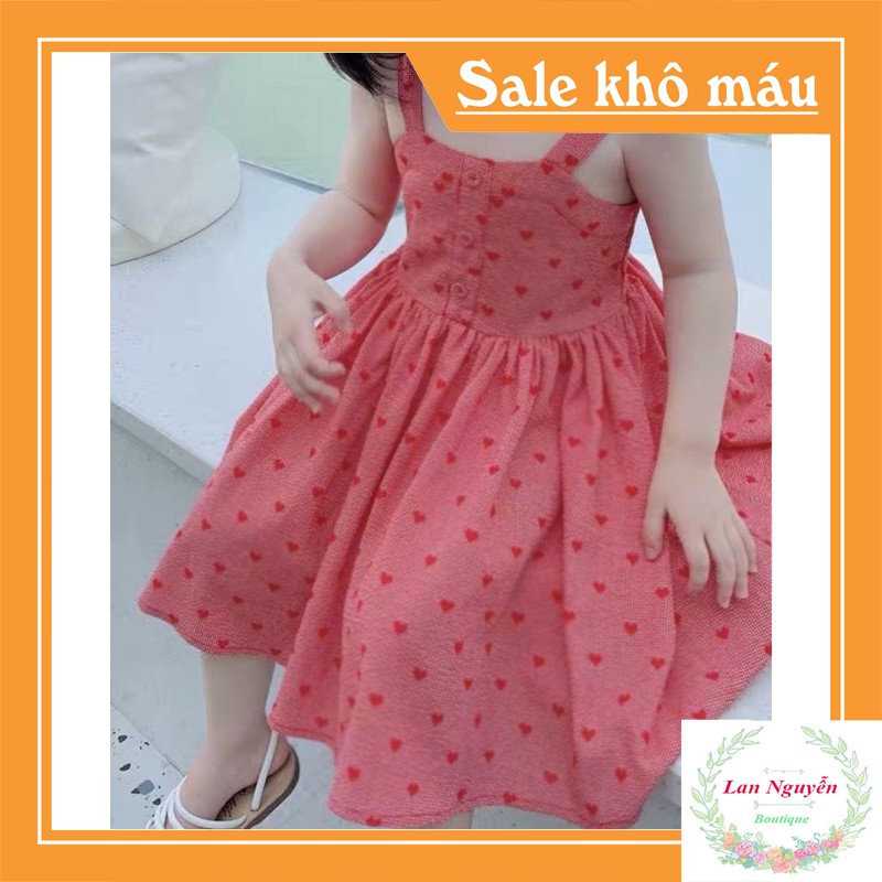 BÁN SỈ VÁY HỒNG TRÁI TIM 2 DÂY CHO BG