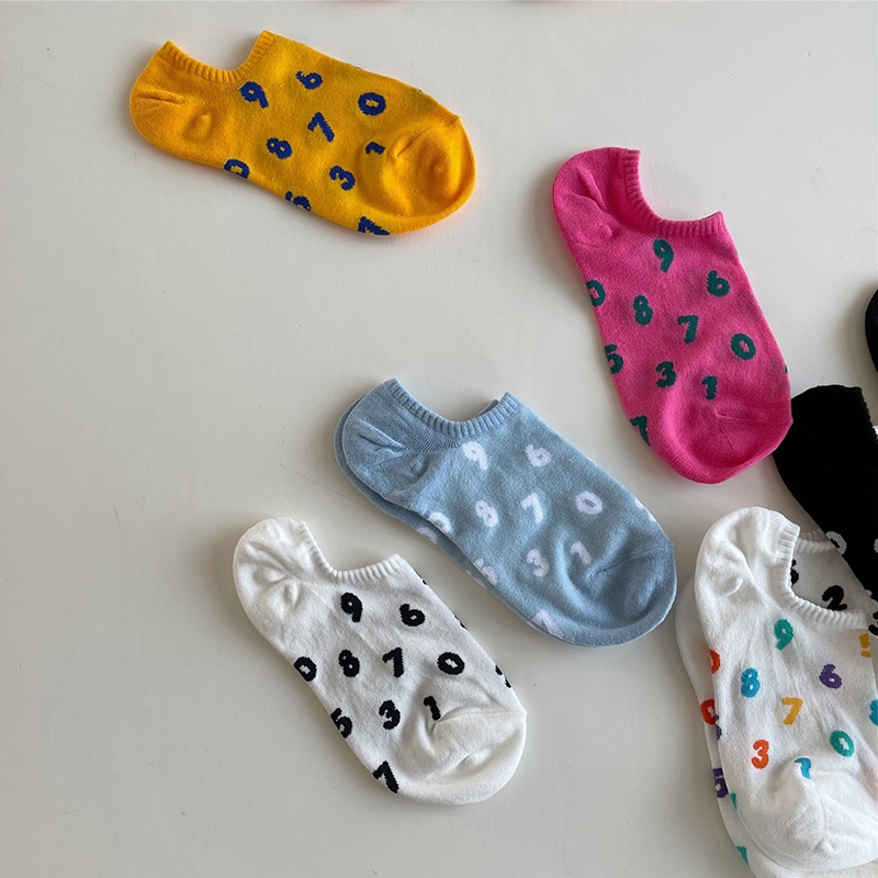 Vớ cotton chống trượt thoáng khí họa tiết số vui nhộn thời trang mùa hè cho nữ