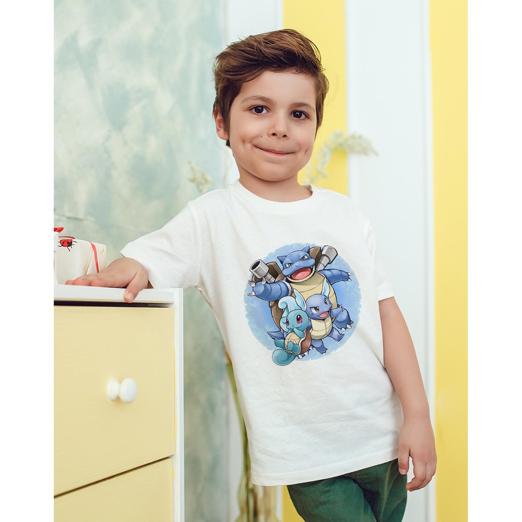 Áo Thun Bé Trai - Pokemon - Hoạt Hình - Squirtle Wartortle Cao Cấp