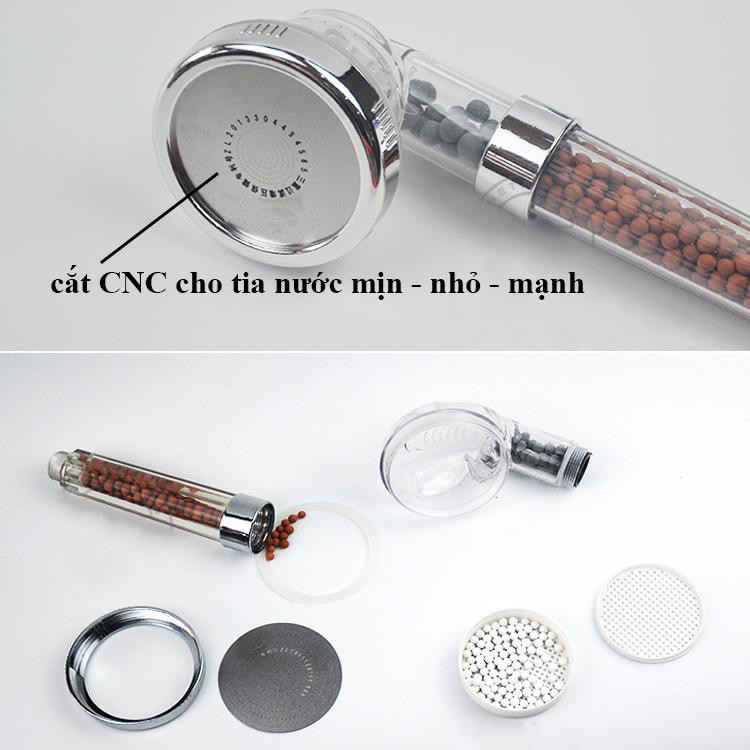 Trọn Bộ Vòi Tắm Hoa Sen Tăng áp Lọc NANO Kèm Dây Sen inox và cài sen 5 chế độ